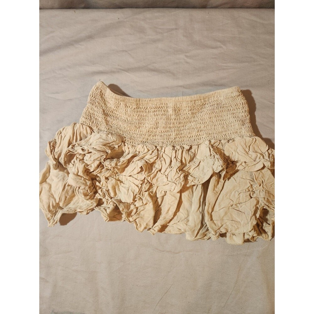 SHEIN Biege Mini Skirt, Ruffle Accent, Elastic Waist, Women's Petite XXS